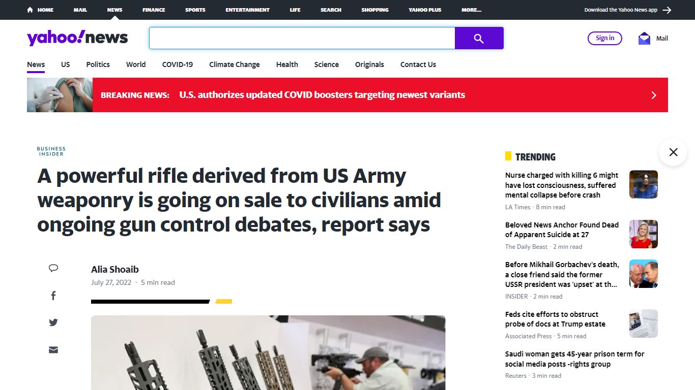 A powerful rifle derived from US Army weaponry is going on sale to ...